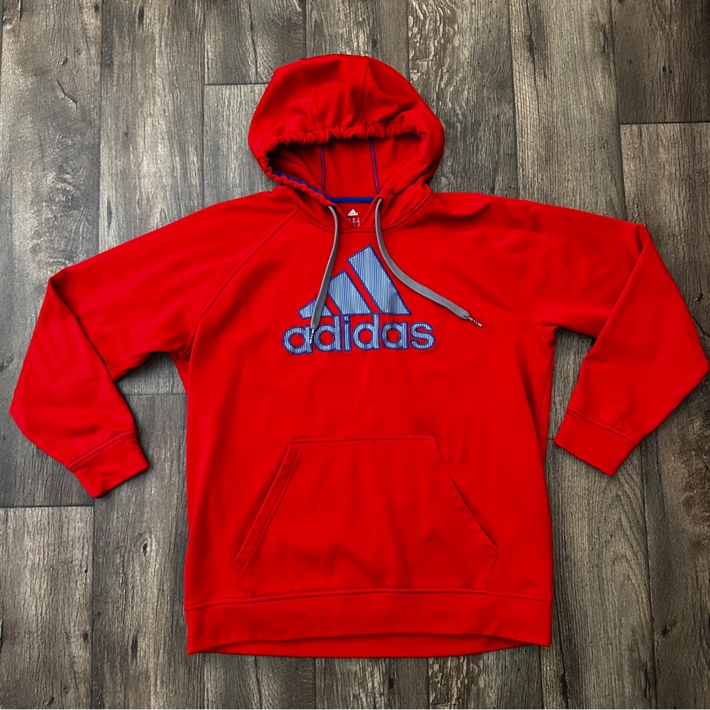 Adidas 3 Stripe Logo Sporty Activewear Hoodie Men’s Size XL Red